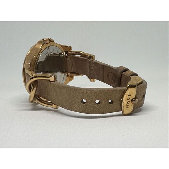 Fossil Riley ES3466 Women's Beige Leather Analog Dial Quartz Wrist Watch HME18 - Picture 8 of 11